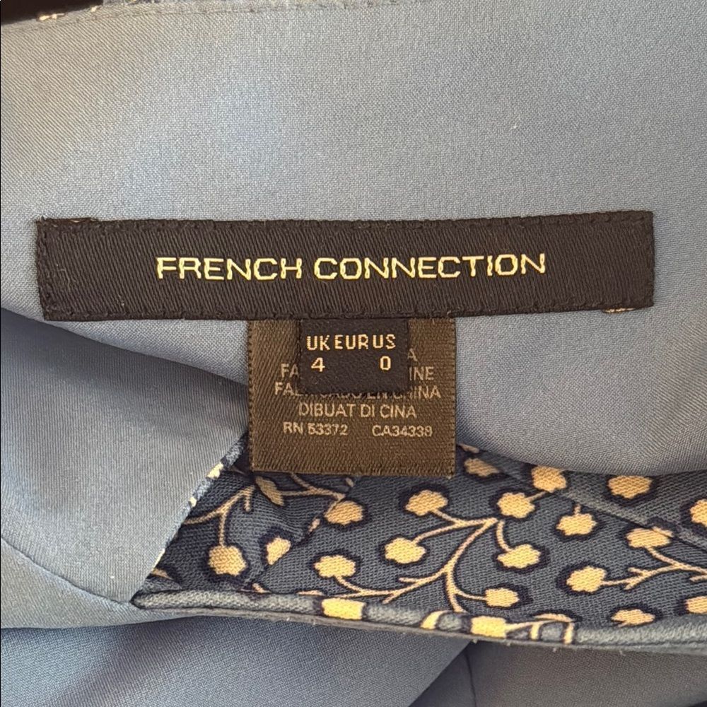 French Connection Elao Whisper Blue Floral Mini Dress Size 4 A-Line Wrap Skirt - Picture 4 of 8